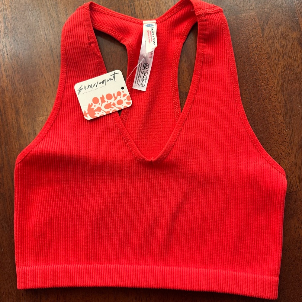 Free People Movement Ridded Halter Bra Tank Small Red NWT
